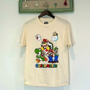 Super Mario Brothers adult unisex short sleeve T-shirt cream size small cotton